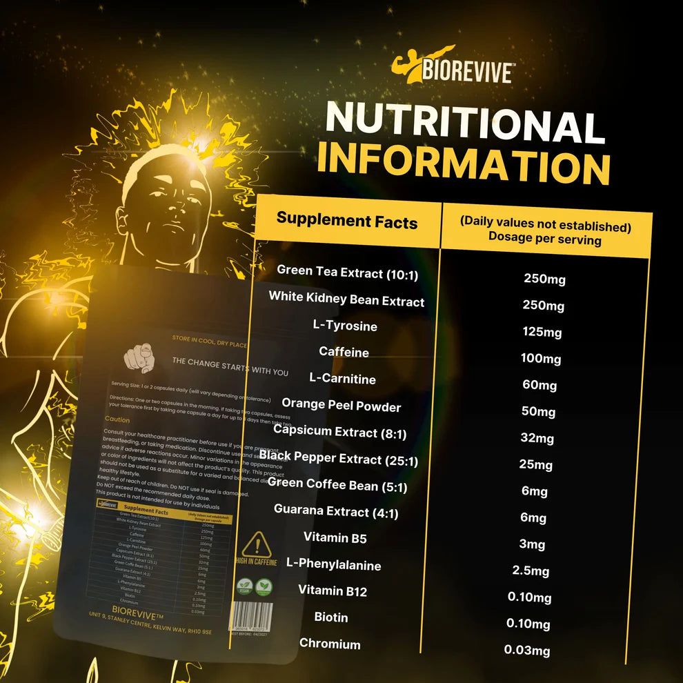 Biorevive CutXtreme - Fat Burning Supplement - Natural Thermogenic Ingredients - 60 Capsules