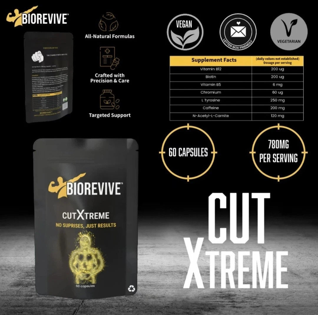 Biorevive CutXtreme - Fat Burning Supplement - Natural Thermogenic Ingredients - 60 Capsules